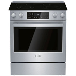 Bosch 800 Series HEI8056C Electric Range, 4.6 cu. ft. Capacity, 30 inch Exterior Width, True Convection, 5 Burners, Warming Drawer, Air Fry, Self Clean, 3,200 W Highest Element, Stainless Steel colour