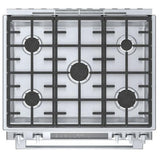 Bosch 800 Series HGI8056UC Gas Range, 4.8 cu. ft. Capacity, 30 inch Exterior Width, Self Clean, True Convection, 5 Burners, Warming Drawer, 18,000 BTU Highest Burner, Stainless Steel colour
