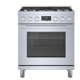 Bosch 800 Series HGS8055UC Gas Range, 3.7 cu. ft. Capacity, 30 inch Exterior Width, Manual Clean, Convection, 5 Burners, 18,000 BTU Highest Burner, Stainless Steel colour