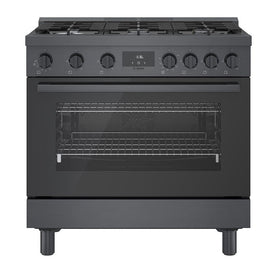Bosch 800 Series HGS8645UC Gas Range, 3.5 cu. ft. Capacity, 36 inch Exterior Width, Manual Clean, Convection, 6 Burners, 18,000 BTU Highest Burner, Black Stainless Steel colour