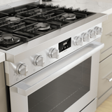Bosch 800 Series HGS8655UC Gas Range, 3.5 cu. ft. Capacity, 36 inch Exterior Width, Manual Clean, Convection, 6 Burners, 18,000 BTU Highest Burner, Stainless Steel colour