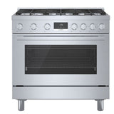 Bosch 800 Series HGS8655UC Gas Range, 3.5 cu. ft. Capacity, 36 inch Exterior Width, Manual Clean, Convection, 6 Burners, 18,000 BTU Highest Burner, Stainless Steel colour