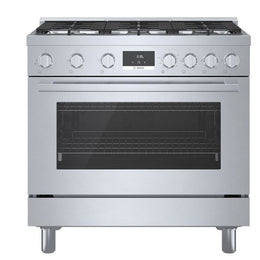 Bosch 800 Series HGS8655UC Gas Range, 3.5 cu. ft. Capacity, 36 inch Exterior Width, Manual Clean, Convection, 6 Burners, 18,000 BTU Highest Burner, Stainless Steel colour