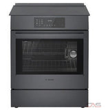 Bosch 800 Series HII8047C Induction Range, 4.6 cu. ft. Capacity, 30 inch Exterior Width, True Convection, 4 Burners, Warming Drawer, Self Clean, 3,700 W Highest Element, Black Stainless Steel colour