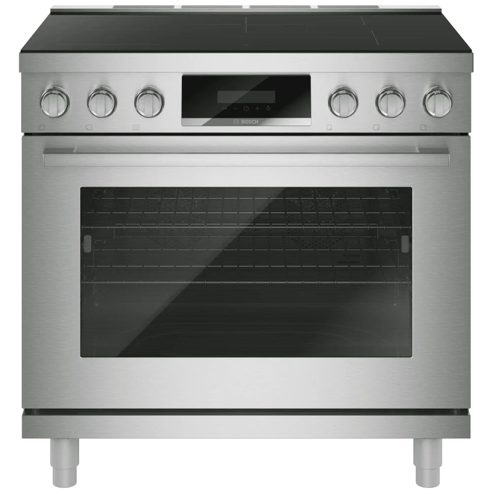 Bosch HIS8657C Induction Range, 5.4 cu. ft. Capacity, 36 inch Exterior Width, Dual Fan True Convection, 5 Burners, Air Fry, Steam & Self Clean, 5,500 W Highest Element, Stainless Steel colour