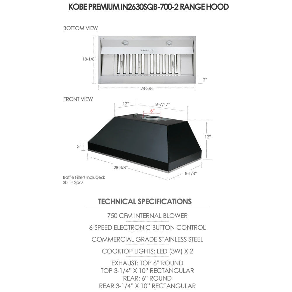 Kobe IN2630SQB-700-2 Cabinet Insert
