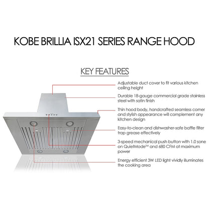 Kobe ISX2142SQB-2 Range Hood