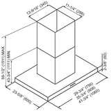 Kobe ISX2142SQB-DC37-2 Range Hood, 42 inch Exterior Width, Chimney, Island, 680 CFM