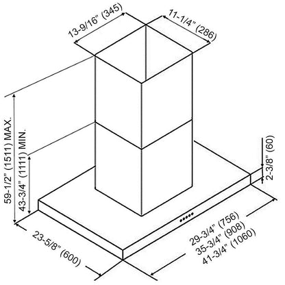 Kobe ISX2142SQB-DC37-2 Range Hood, 42 inch Exterior Width, Chimney, Island, 680 CFM
