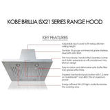 Kobe ISX2142SQB-DC37-2 Range Hood, 42 inch Exterior Width, Chimney, Island, 680 CFM