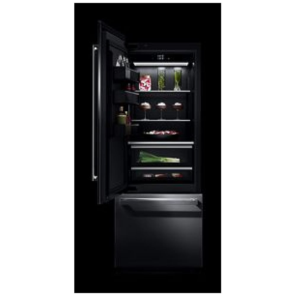 JennAir JBBFL30NMX Bottom Freezer Built In Column Refrigerator, 30 inch Width, ENERGY STAR Certified, Counter Depth, Custom Panel Ready, 16.3 cu. ft. Capacity, Ice Dispenser (Freezer Located), Panel Ready LCD Display, Ice Maker