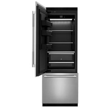 JennAir JBBFL30NMX Bottom Freezer Built In Column Refrigerator, 30 inch Width, ENERGY STAR Certified, Counter Depth, Custom Panel Ready, 16.3 cu. ft. Capacity, Ice Dispenser (Freezer Located), Panel Ready LCD Display, Ice Maker