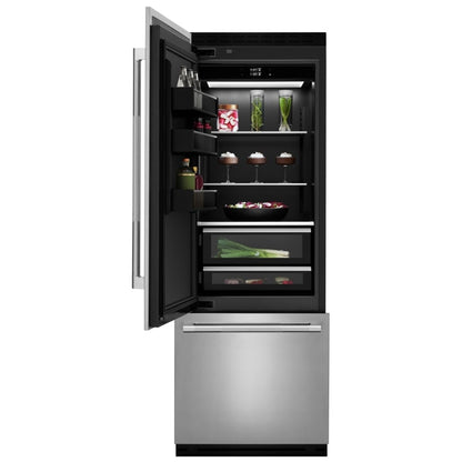 JennAir JBBFL30NMX Bottom Freezer Built In Column Refrigerator, 30 inch Width, ENERGY STAR Certified, Counter Depth, Custom Panel Ready, 16.3 cu. ft. Capacity, Ice Dispenser (Freezer Located), Panel Ready LCD Display, Ice Maker