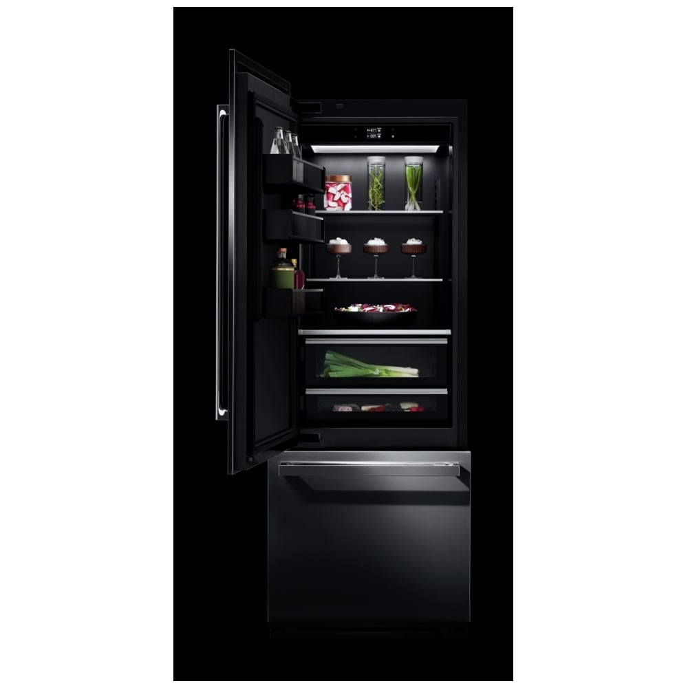 JennAir JBBFL30NMX Bottom Freezer Built In Column Refrigerator, 30 inch Width, ENERGY STAR Certified, Counter Depth, Custom Panel Ready, 16.3 cu. ft. Capacity, Ice Dispenser (Freezer Located), Panel Ready LCD Display, Ice Maker