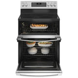 GE JBS86SPSS Electric Range, 6.6 cu. ft. Capacity, 30 inch Exterior Width, Convection, 5 Burners, Yes, Steam Clean, Double Oven, 3,100 W Highest Element, Stainless Steel colour