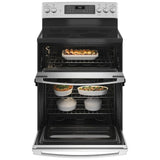 GE JBS86SPSS Electric Range, 6.6 cu. ft. Capacity, 30 inch Exterior Width, Convection, 5 Burners, Yes, Steam Clean, Double Oven, 3,100 W Highest Element, Stainless Steel colour