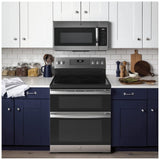 GE JBS86SPSS Electric Range, 6.6 cu. ft. Capacity, 30 inch Exterior Width, Convection, 5 Burners, Yes, Steam Clean, Double Oven, 3,100 W Highest Element, Stainless Steel colour