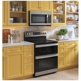 GE JBS86SPSS Electric Range, 6.6 cu. ft. Capacity, 30 inch Exterior Width, Convection, 5 Burners, Yes, Steam Clean, Double Oven, 3,100 W Highest Element, Stainless Steel colour