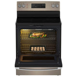 GE JCB630ETES Electric Range, 5 cu. ft. Capacity, 30 inch Exterior Width, 4 Burners, Storage Drawer, Self Clean, 2,000 W Highest Element, Slate colour