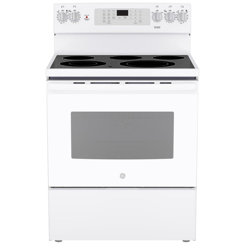 GE JCB840DVWW Electric Range, 5 cu. ft. Capacity, 30 inch Exterior Width, True Convection, 5 Burners, Storage Drawer, Yes, Self Clean, 3,000 W Highest Element, White colour