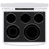 GE JCB840DVWW Electric Range, 5 cu. ft. Capacity, 30 inch Exterior Width, True Convection, 5 Burners, Storage Drawer, Yes, Self Clean, 3,000 W Highest Element, White colour