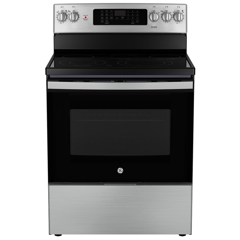 GE JCB840STSS Electric Range, 5 cu. ft. Capacity, 30 inch Exterior Width, True Convection, 5 Burners, Storage Drawer, Yes, Self Clean, 3,000 W Highest Element, Silver colour