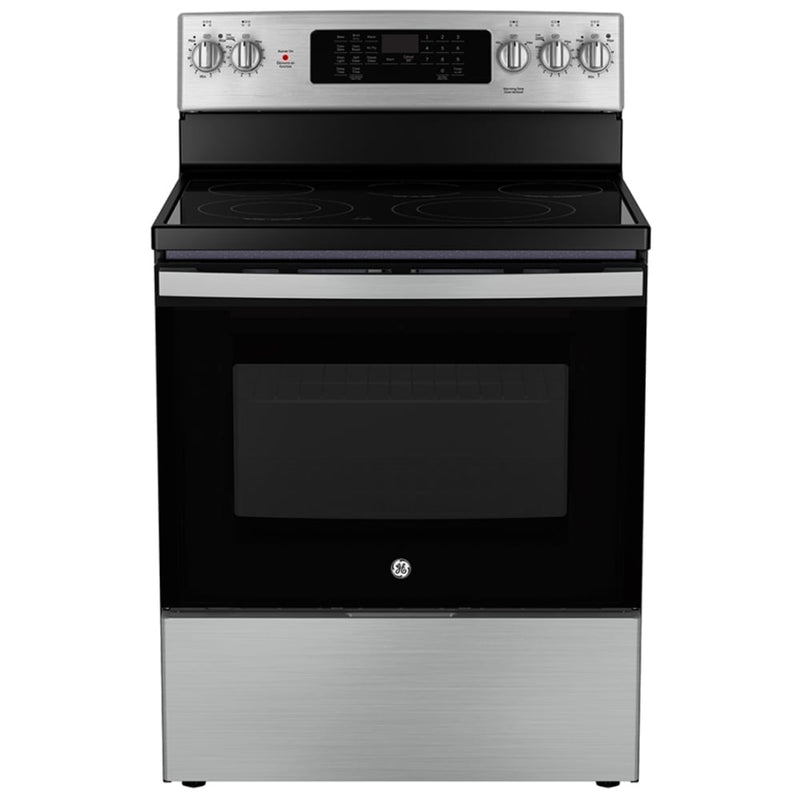 GE JCB840STSS Electric Range, 5 cu. ft. Capacity, 30 inch Exterior Width, True Convection, 5 Burners, Storage Drawer, Yes, Self Clean, 3,000 W Highest Element, Silver colour
