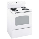 GE JCBS280DMWW Electric Range, 5 cu. ft. Capacity, 30 inch Exterior Width, 4 Burners, Storage Drawer, Manual Clean, 2,600 W Highest Element, White colour