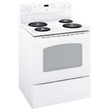 GE JCBS280DMWW Electric Range, 5 cu. ft. Capacity, 30 inch Exterior Width, 4 Burners, Storage Drawer, Manual Clean, 2,600 W Highest Element, White colour