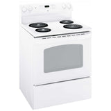 GE JCBS280DMWW Electric Range, 5 cu. ft. Capacity, 30 inch Exterior Width, 4 Burners, Storage Drawer, Manual Clean, 2,600 W Highest Element, White colour