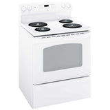 GE JCBS280DMWW Electric Range, 5 cu. ft. Capacity, 30 inch Exterior Width, 4 Burners, Storage Drawer, Manual Clean, 2,600 W Highest Element, White colour