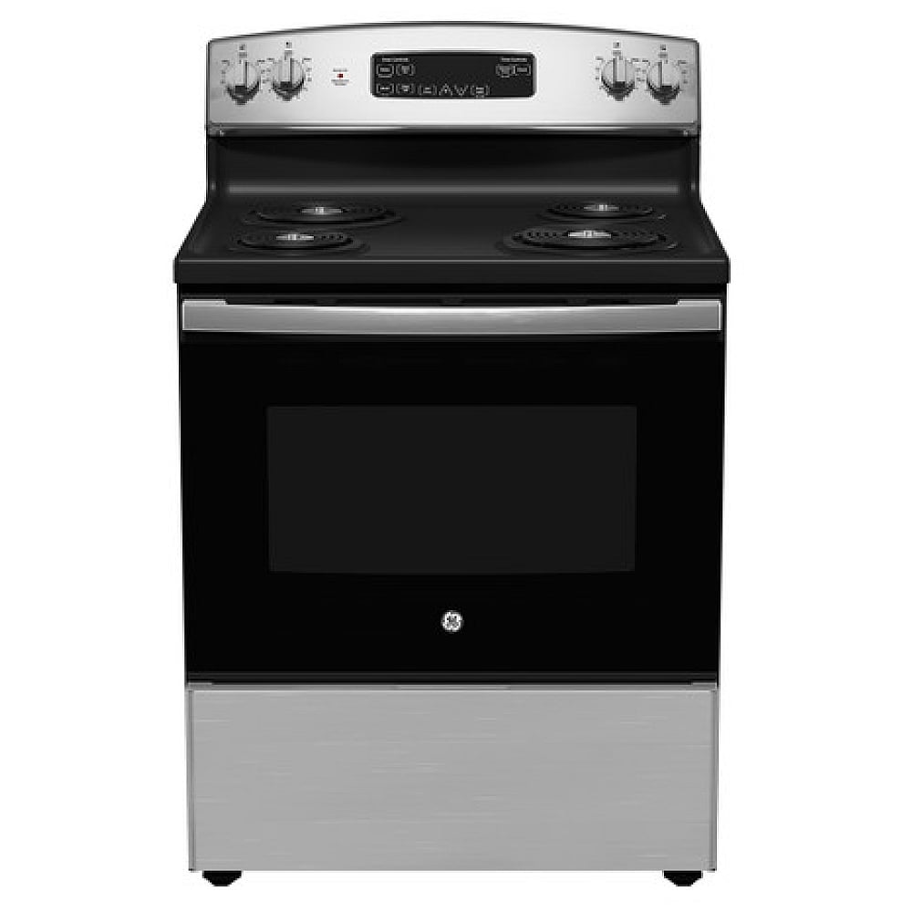 GE JCBS350SVSS Electric Range, 5 cu. ft. Capacity, 30 inch Exterior Width, 4 Burners, Storage Drawer, Manual Clean, 2,600 W Highest Element, Stainless Steel colour