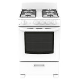 GE JCGAS300DMWW Gas Range, 2.9 cu. ft. Capacity, 24 inch Exterior Width, Manual Clean, 4 Burners, Storage Drawer, 12,000 BTU Highest Burner, White colour