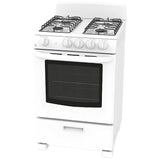 GE JCGAS300DMWW Gas Range, 2.9 cu. ft. Capacity, 24 inch Exterior Width, Manual Clean, 4 Burners, Storage Drawer, 12,000 BTU Highest Burner, White colour