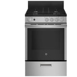 GE JCGAS640RMSS Gas Range, 2.9 cu. ft. Capacity, 24 inch Exterior Width, Manual Clean, 4 Burners, Storage Drawer, 15,000 BTU Highest Burner, Stainless Steel colour