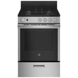 GE JCGAS640RMSS Gas Range, 2.9 cu. ft. Capacity, 24 inch Exterior Width, Manual Clean, 4 Burners, Storage Drawer, 15,000 BTU Highest Burner, Stainless Steel colour