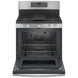 GE JCGB735SPSS Gas Range, 5 cu. ft. Capacity, 30 inch Exterior Width, Self Clean, Convection, 5 Burners, Storage Drawer, Yes, 18,000 BTU Highest Burner, Stainless Steel colour