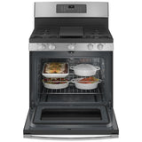 GE JCGB735SPSS Gas Range, 5 cu. ft. Capacity, 30 inch Exterior Width, Self Clean, Convection, 5 Burners, Storage Drawer, Yes, 18,000 BTU Highest Burner, Stainless Steel colour