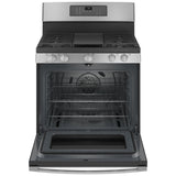 GE JCGB735SPSS Gas Range, 5 cu. ft. Capacity, 30 inch Exterior Width, Self Clean, Convection, 5 Burners, Storage Drawer, Yes, 18,000 BTU Highest Burner, Stainless Steel colour