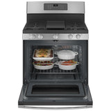 GE JCGB735SPSS Gas Range, 5 cu. ft. Capacity, 30 inch Exterior Width, Self Clean, Convection, 5 Burners, Storage Drawer, Yes, 18,000 BTU Highest Burner, Stainless Steel colour