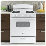 GE JCGBS10DEMWW Gas Range, 30 inch Exterior Width, 4 Burners, 4.8 cu. ft. Capacity, Broiler Drawer, 1 Oven, White colour