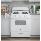 GE JCGBS10DEMWW Gas Range, 30 inch Exterior Width, 4 Burners, 4.8 cu. ft. Capacity, Broiler Drawer, 1 Oven, White colour
