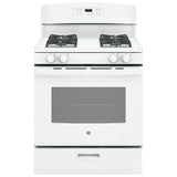 GE JCGBS60DEKWW Gas Range, 5 cu. ft. Capacity, 30 inch Exterior Width, Manual Clean, 4 Burners, Broiler Drawer, 13,000 BTU Highest Burner, White colour