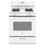 GE JCGBS60DEKWW Gas Range, 5 cu. ft. Capacity, 30 inch Exterior Width, Manual Clean, 4 Burners, Broiler Drawer, 13,000 BTU Highest Burner, White colour