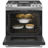 GE JCGS760SPSS Gas Range, 5.6 cu. ft. Capacity, 30 inch Exterior Width, Self Clean, Convection, 5 Burners, Storage Drawer, Yes, 18,000 BTU Highest Burner, Stainless Steel colour