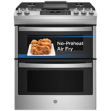 GE JCGSS86SPSS Gas Range, 6.7 cu. ft. Capacity, 30 inch Exterior Width, Manual Clean, True Convection, 5 Burners, Yes, 18,000 BTU Highest Burner, Double Oven, Stainless Steel colour