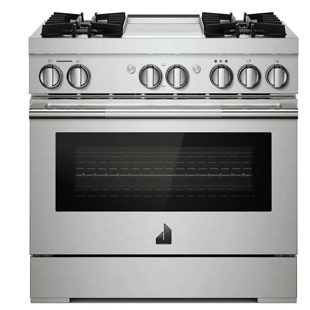 JennAir Rise JDRP536HL Dual Fuel Range, 5.1 cu. ft. Capacity, 36 inch Exterior Width, Dual Fan Convection, 4 Burners, Self Clean, Stainless Steel colour