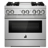 JennAir Rise JDRP536HL Dual Fuel Range, 5.1 cu. ft. Capacity, 36 inch Exterior Width, Dual Fan Convection, 4 Burners, Self Clean, Stainless Steel colour
