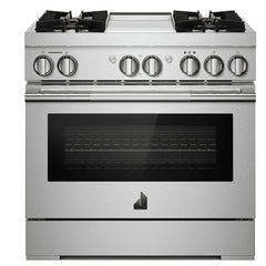 JennAir Rise JDRP536HL Dual Fuel Range, 5.1 cu. ft. Capacity, 36 inch Exterior Width, Dual Fan Convection, 4 Burners, Self Clean, Stainless Steel colour