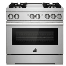 JennAir Rise JDRP536HL Dual Fuel Range, 5.1 cu. ft. Capacity, 36 inch Exterior Width, Dual Fan Convection, 4 Burners, Self Clean, Stainless Steel colour
